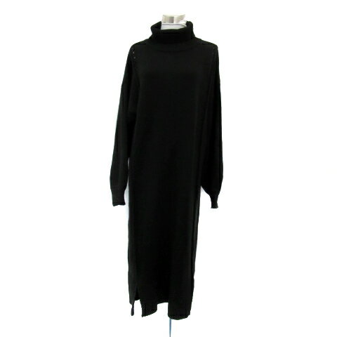 【中古】Bab バブ ニットワンピース ロング丈 長袖 タートルネック 無地 F 黒 ブラック /YS16 レディース 【ベクトル 古着】 241021 【中古】Bab バブ ニットワンピース ロング丈 長袖 タートルネック 無地 F 黒 ブラック /YS16 レディース 【ベクトル 古着】 241021