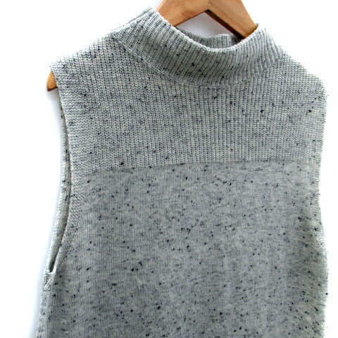 【中古】グリーンレーベルリラクシング ユナイテッドアローズ green label relaxing ニットワンピース ひざ丈 ノースリーブ ハイネック グレー /SM11 レディース 【ベクトル 古着】 241021