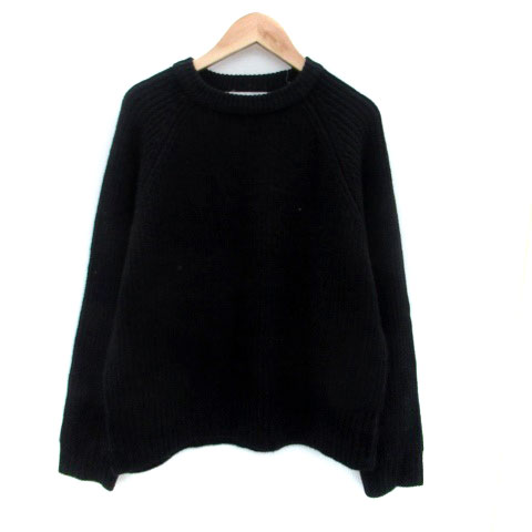 【中古】ザラ ZARA ニット セーター ラウンドネック 長袖 無地 M 黒 ブラック /HO33 レディース 【ベクトル 古着】 241031