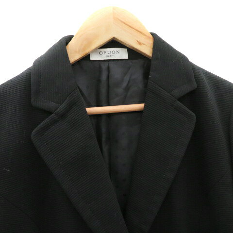 【中古】オフオン ofuon テーラードジャケット ミドル丈 総裏地 シングルボタン 40 L 黒 ブラック /YK37 レディース 【ベクトル 古着】 241024