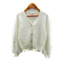 【中古】プロポーション ボディドレッシング PROPORTION BODY DRESSING カーディガン ミドル丈 Vネック 無地 アンゴラ混 F 白 ホワイ...
