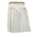 【中古】ナチュラルビューティーベーシック NATURAL BEAUTY BASIC フレアスカート ミモレ丈 ボーダー柄 リボンベルト付き S オフホワイト /HO34 レディース 【ベクトル 古着】 241101(4)