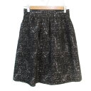 【中古】グリーンレーベルリラクシング ユナイテッドアローズ green label relaxing フレアスカート ひざ丈 総柄 38 M 黒 白 ブラック ...