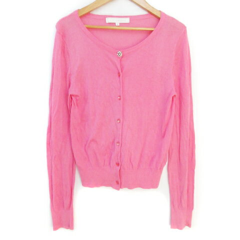 【中古】マーキュリーデュオ MERCURYDUO ニットカーディガン ミドル丈 無地 F ピンク /FF6 レディース 【ベクトル 古着】 241113