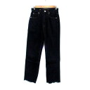 【中古】ローリーズファーム LOWRYS FARM デニムパンツ ジーンズ ストレート ロング丈 カットオフ S 紺 ネイビー /HO24 レディース 【ベクト...