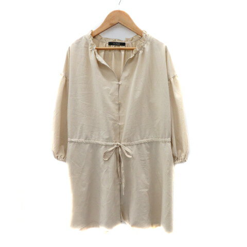 【中古】ダブルクローゼット w closet チュニック シャツ 七分袖 スリットネック F ベージュ /YK17 レディース 【ベクトル 古着】 241118