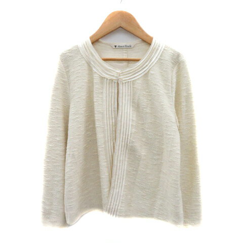 【中古】ブランエブランシュ blanc et blanche ノーカラージャケット ミドル丈 M オフホワイト /YK6 レディース 【ベクトル 古着】 241114 【中古】ブランエブランシュ blanc et blanche ノーカラージャケット ミドル丈 M オフホワイト /YK6 レディース 【ベクトル 古着】 241114