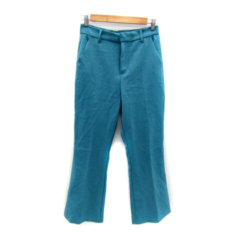 【中古】スピンズ SPINNS スラックスパンツ フレアパンツ ロング丈 無地 M ブルー /SY4 レディース 【ベクトル 古着】 241115
