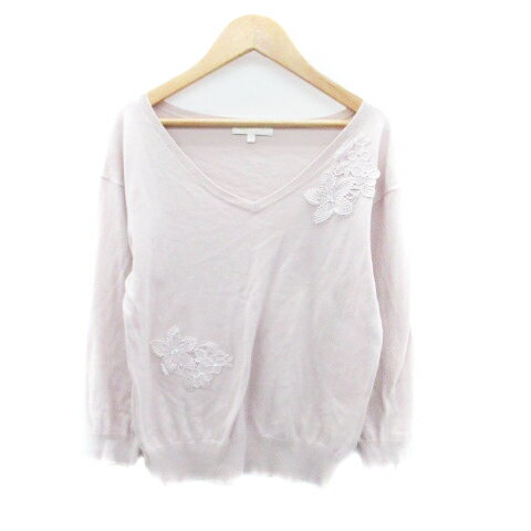 【中古】プロポーション ボディドレッシング PROPORTION BODY DRESSING ニット カットソー Vネック 七分袖 レース ラインストーン 3 L ピンク /HO24 レディース 【ベクトル 古着】 241115 【中古】プロポーション ボディドレッシング PROPORTION BODY DRESSING ニット カットソー Vネック 七分袖 レース ラインストーン 3 L ピンク /HO24 レディース 【ベクトル 古着】 241115