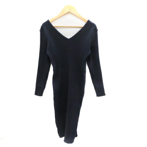 【中古】ジュリアブティック JULIA BOUTIQUE リブニットワンピース ひざ丈 長袖 Vネック 紺 ネイビー /YK43 レディース 【ベクトル 古着】 241121 【中古】ジュリアブティック JULIA BOUTIQUE リブニットワンピース ひざ丈 長袖 Vネック 紺 ネイビー /YK43 レディース 【ベクトル 古着】 241121