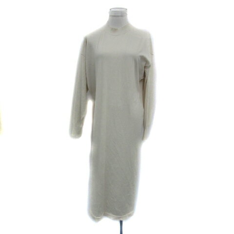 【中古】ローズバッド ROSE BUD ニットワンピース ロング丈 長袖 ボトルネック 無地 サイドスリット F オフホワイト /YS17 レディース 【ベクトル 古着】 241120