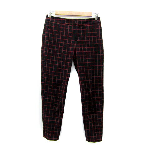 【中古】ボールジー BALLSEY トゥモローランド テーパードパンツ アンクル丈 グラフチェック柄 36 S 黒 ブラック ボルドー /SY13 レディース 【ベクトル 古着】 241126 【中古】ボールジー BALLSEY トゥモローランド テーパードパンツ アンクル丈 グラフチェック柄 36 S 黒 ブラック ボルドー /SY13 レディース 【ベクトル 古着】 241126