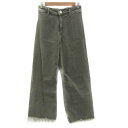 【中古】ザラ ZARA デニムパンツ ジーンズ ワイドパンツ バギーパンツ ロング丈 ユーズド加工 カットオフ 36 S グレー /YS5 レディース 【ベクト...