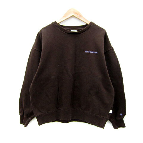 【中古】コンバース CONVERSE トレーナー スウェット ラウンドネック 無地 ロゴ刺繍 M 茶 ブラウン /SY48 レディース 【ベクトル 古着】 241127