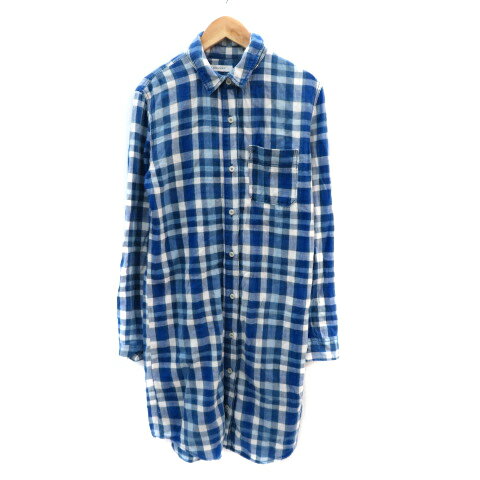 【中古】マウジー MOUSSY シャツワンピース ひざ丈 長袖 チェック柄 F 青 ブルー /YK35 レディース 【ベクトル 古着】 241205