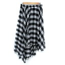 【中古】ジーナシス JEANASIS フレアスカート ロング丈 チェック柄 アシンメトリー F マルチカラー 黒 ブラック グレー /SM2 レディース 【ベクトル 古着】 241203(4)