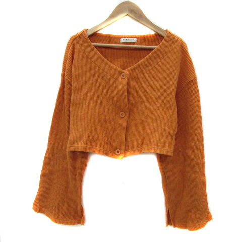 【中古】ミミトゥジュール mimi toujours カーディガン ショート丈 フレアスリーブ Vネック ワッフル ..