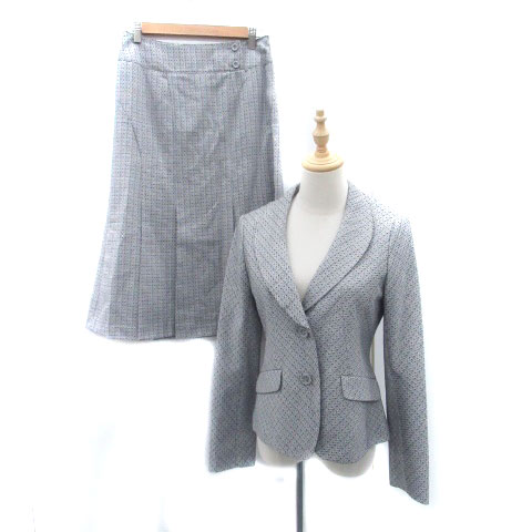 【中古】エスピエ ESPIE セットアップ 上下 ジャケット シングルボタン 総裏地 ミドル丈 フレアスカート ミモレ丈 38 M オフホワイト /HO2 レデ...