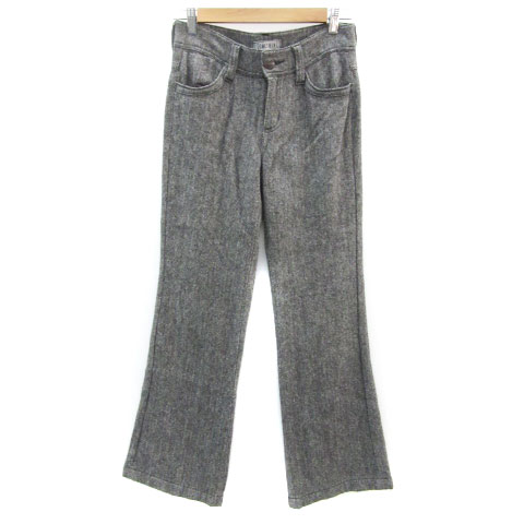 【中古】サムシング something フレアパンツ ロング丈 ヘリンボーン柄 ウール S ブラック 黒 /YM17 レディース 【ベクトル 古着】 250210