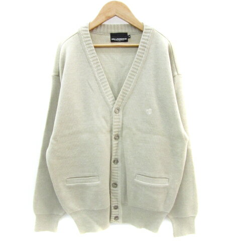 【中古】ミスタージュンコ Mr.JUNKO for men カーディガン ミドル丈 Vネック 刺繍 M ベージュ /YM45 メ..