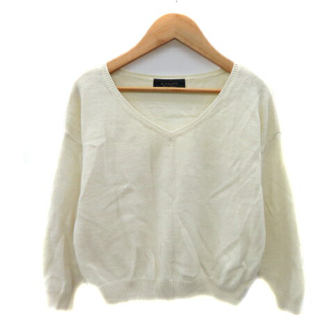 【中古】ジャスグリッティー JUSGLITTY ニット カットソー 七分袖 アルパカ混 1 オフホワイト /YK19 レ..