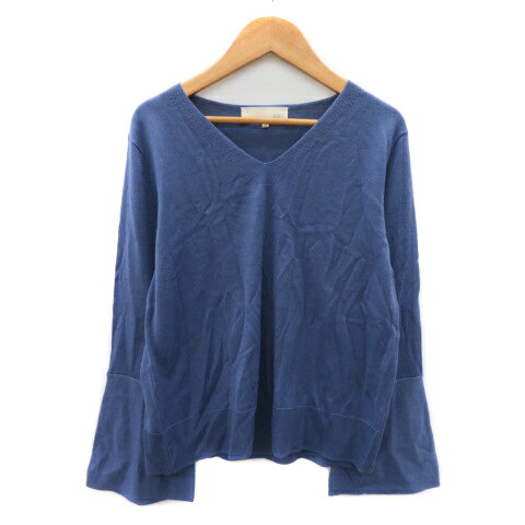 【中古】自由区 オンワード樫山 ニット カットソー 長袖 38 M 青 ブルー /YK39 レディース 【ベクトル ..