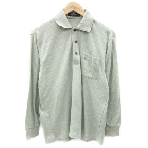 【中古】ジャンニバレンチノ GIANNI VALENTINO ポロシャツ 長袖 ポロカラー S グリーン 緑 /YM32 メンズ 【ベクトル 古着】 250127