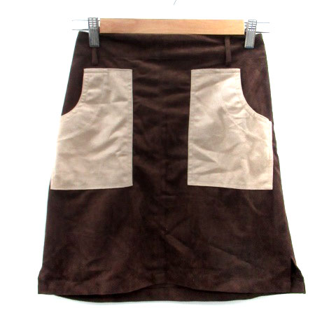【中古】アーバンリサーチ URBAN RESEARCH 台形スカート ミニ丈 スエード調 F ダークブラウン ベージュ /HO24 レディース 【ベクトル 古着】 250127