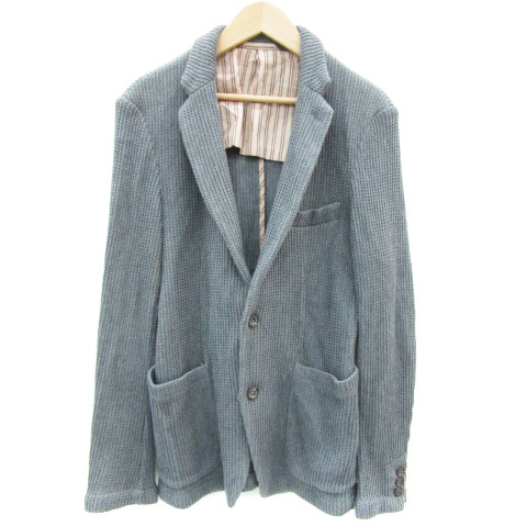 【中古】コムサコミューン COMME CA COMMUNE ニットテーラードジャケット ミドル丈 シングルボタン S グレー /YM24 メンズ 【ベクトル 古着】 250116
