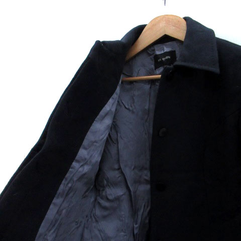 【中古】アンケート en quete ステンカラーコート ショート丈 シングルボタン 11 L 紺 ネイビー /HO57 レディース 【ベクトル 古着】 250120