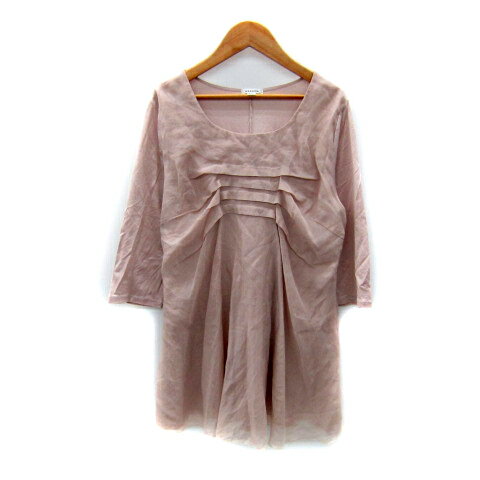 【中古】エンスウィート レナウン ensuite チュニック 七分袖 ラウンドネック 無地 L ピンク /SY16 レディース 【ベクトル 古着】 250205