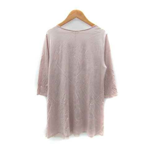 【中古】エンスウィート レナウン ensuite チュニック 七分袖 ラウンドネック 無地 L ピンク /SY16 レディース 【ベクトル 古着】 250205