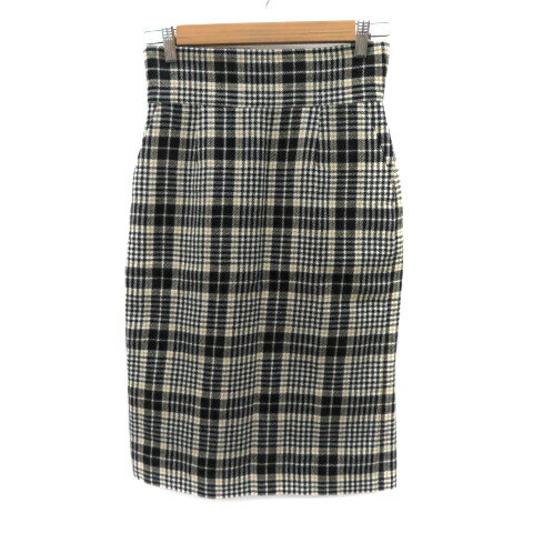 【中古】ジュエルチェンジズ Jewel Changes アローズ タイトスカート ミモレ丈 スリット チェック柄 36 S マルチカラー 黒 ブラック /YK13 レディース 【ベクトル 古着】 250304