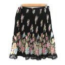 【中古】オリーブデオリーブ OLIVE des OLIVE プリーツスカート ミモレ丈 花柄 マルチカラー 黒 ブラック /YK6 レディース 【ベクトル 古着】 250312(4)
