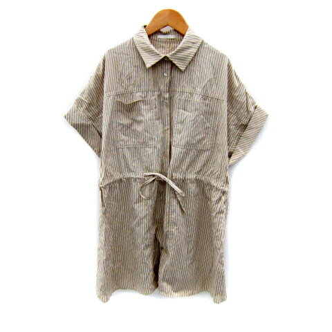 【中古】レトロガール RETRO GIRL シャツワンピース ミニ丈 半袖 ストライプ柄 ロールアップ F ベージュ 白 ホワイト /SY4 レディース 【ベクトル 古着】 250409 【中古】レトロガール RETRO GIRL シャツワンピース ミニ丈 半袖 ストライプ柄 ロールアップ F ベージュ 白 ホワイト /SY4 レディース 【ベクトル 古着】 250409