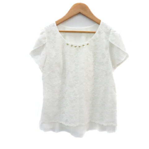 【中古】デビュー ド フィオレ Debut de Fiore ブラウス カットソー 半袖 レース 38 M オフホワイト /YK25 レディース 【ベクトル 古着】 250226
