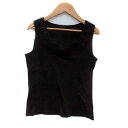 【中古】マヌーカ MANOUQUA タンクトップ カットソー ラウンドネック ノースリーブ レース 切替 38 M ダークブラウン /HO22 レディース 【ベクトル 古着】 250207