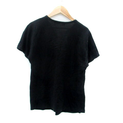 【中古】セドリック シャルリエ CEDRIC CHARLIER Tシャツ カットソー ラウンドネック 半袖 総柄 S 黒 ブラック /HO38 メンズ 【ベクトル 古着】 250212