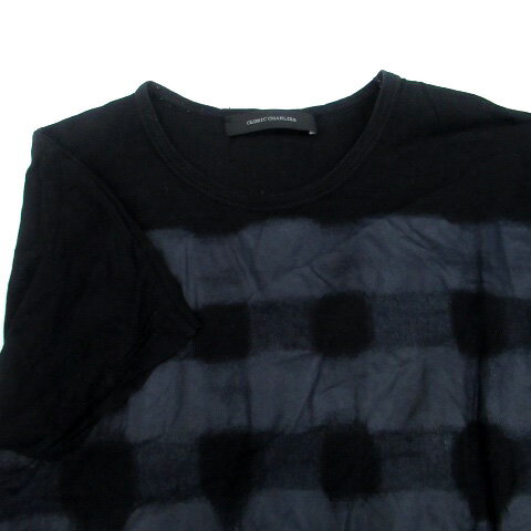 【中古】セドリック シャルリエ CEDRIC CHARLIER Tシャツ カットソー ラウンドネック 半袖 総柄 S 黒 ブラック /HO38 メンズ 【ベクトル 古着】 250212