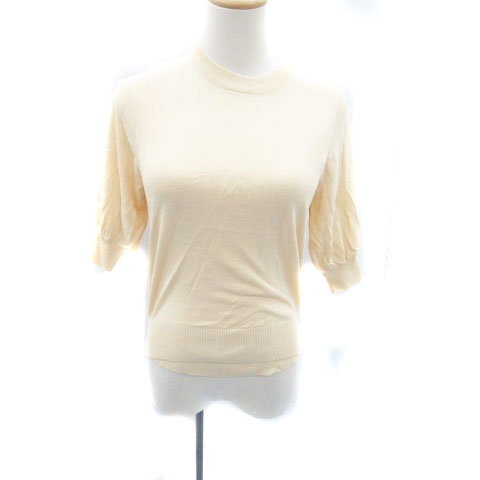 【中古】未使用品 グローブ grove ニット カットソー クルーネック 五分袖 タンクトップ 2点セット S ベージュ /HO2 レディース 【ベクトル 古着】 250212