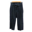 【中古】セオリーリュクス theory luxe ワイドテーパードパンツ 七分丈 ウエストリボン 麻 リネン 34 XS 紺 ネイビー /YK34 レディース 【ベクトル 古着】 250217