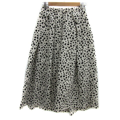 【中古】ドゥアルシーヴ DOUX ARCHIVES プリーツスカート マキシ丈 ロング丈 ダルメシアン柄 M アイボリー 黒 ブラック /YS8 レディース 【...