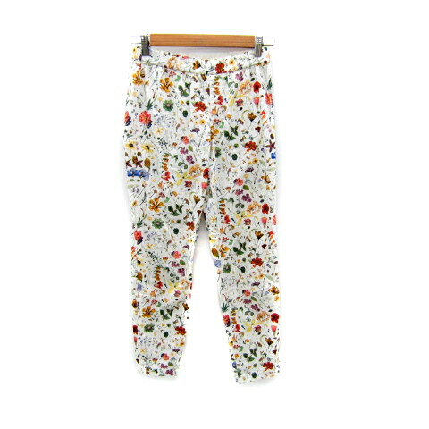 【中古】マカフィー MACPHEE トゥモローランド テーパードパンツ アンクル丈 花柄 マルチカラー 36 S オフホワイト /SY15 レディース 【ベクトル 古着】 250219