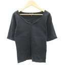 【中古】アニエスベー agnes b. Tシャツ カットソー 半袖 スリットネック 1 ブラック 黒 /YM20 レディース 【ベクトル 古着】 250303(4)