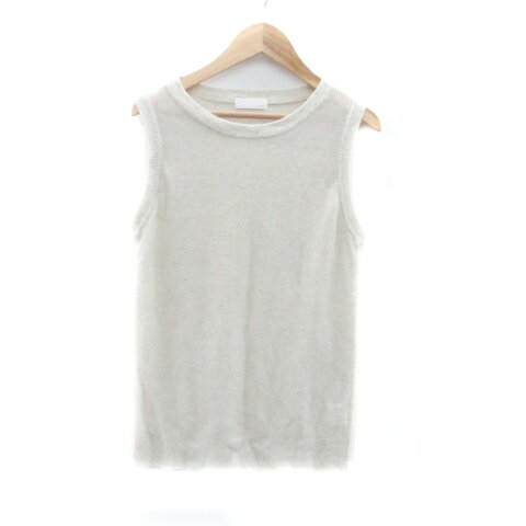【中古】オクスン ok.soon ニット カットソー ラウンドネック ノースリーブ 麻 リネン混 ライトベージュ /HO3 レディース 【ベクトル 古着】 250220のサムネイル
