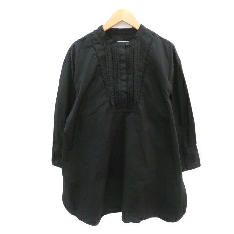 【中古】クラシカルエルフ CLASSICAL ELF チュニック シャツ ブラウス 七分袖 バンドカラー オーバーサイズ L 黒 ブラック /YK41 レディース 【ベクトル 古着】 250218