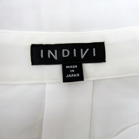 【中古】インディヴィ INDIVI ブラウス カットソー 七分袖 Vネック 無地 38 M 白 ホワイト /SY41 レディース 【ベクトル 古着】 250225