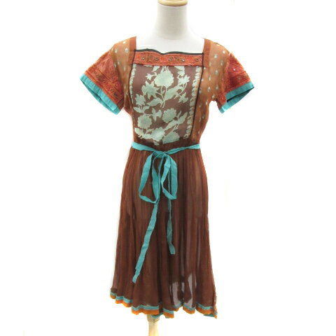 【中古】フィロソフィーディアルベルタフェレッティ PHILOSOPHY di ALBERTA FERRETTI ワンピース ミモレ丈 半袖 スクエアネック 総柄 シースルー リボンベルト付き 4 S マルチカラー ライトブラウン /YS16 レディース 【ベクトル 古着】 250228 【中古】フィロソフィーディアルベルタフェレッティ PHILOSOPHY di ALBERTA FERRETTI ワンピース ミモレ丈 半袖 スクエアネック 総柄 シースルー リボンベルト付き 4 S マルチカラー ライトブラウン /YS16 レディース 【ベクトル 古着】 250228
