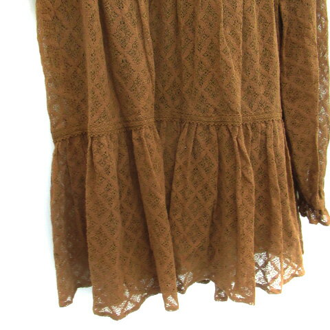 【中古】グリーンレーベルリラクシング ユナイテッドアローズ green label relaxing チュニック 長袖 ラウンドネック レース ティアード 茶 ブラウン /SM29 レディース 【ベクトル 古着】 250228