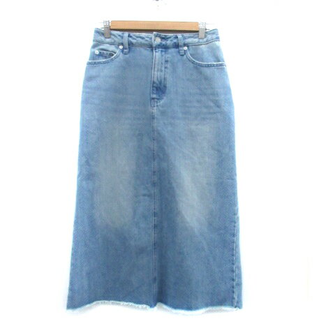【中古】ルーニィ LOUNIE デニムスカート フレアスカート ロング丈 カットオフ 38 M 青 ブルー /HO5 レディース 【ベクトル 古着】 250310